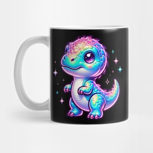 Chibi Baby Dino Neon Holographic Colorful Kawaii Mug